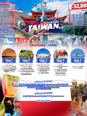 Taichung Taipei 2025-2026 – [5 Days 4 Nights]